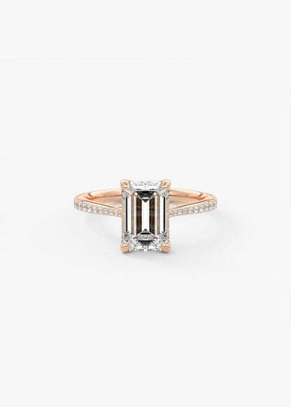 Emerald Pave Cathedral Lab Grown Diamond Engagement Ring