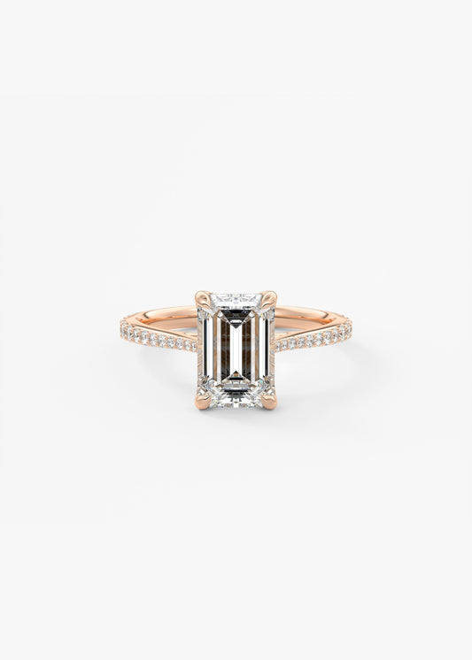 Emerald Pave Cathedral Lab Grown Diamond Engagement Ring
