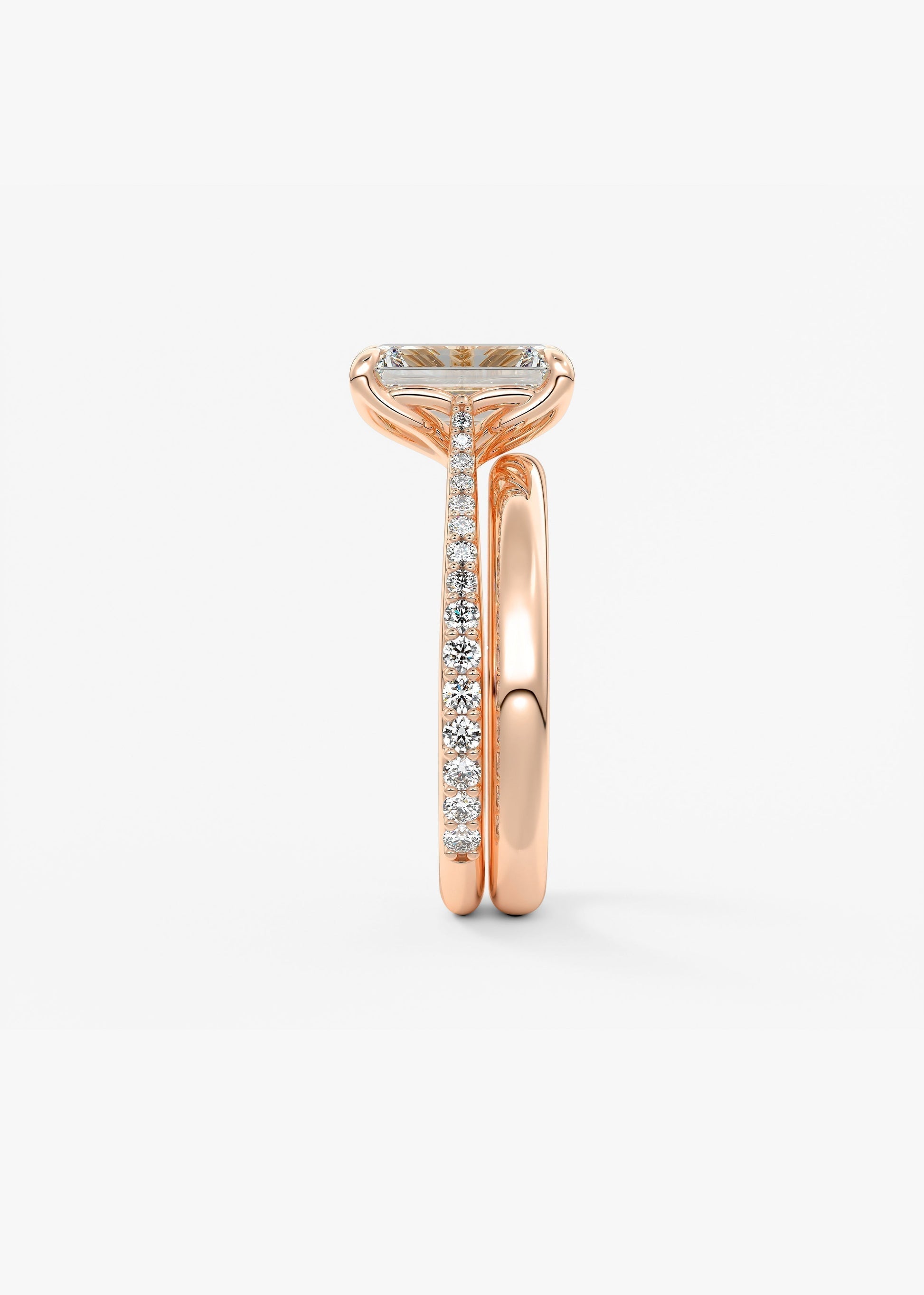 Emerald Pave Cathedral Lab Grown Diamond Engagement Ring