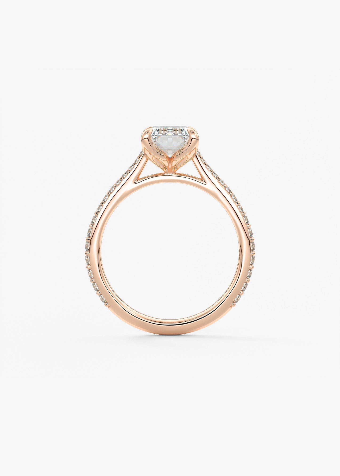 Emerald Pave Cathedral Lab Grown Diamond Engagement Ring