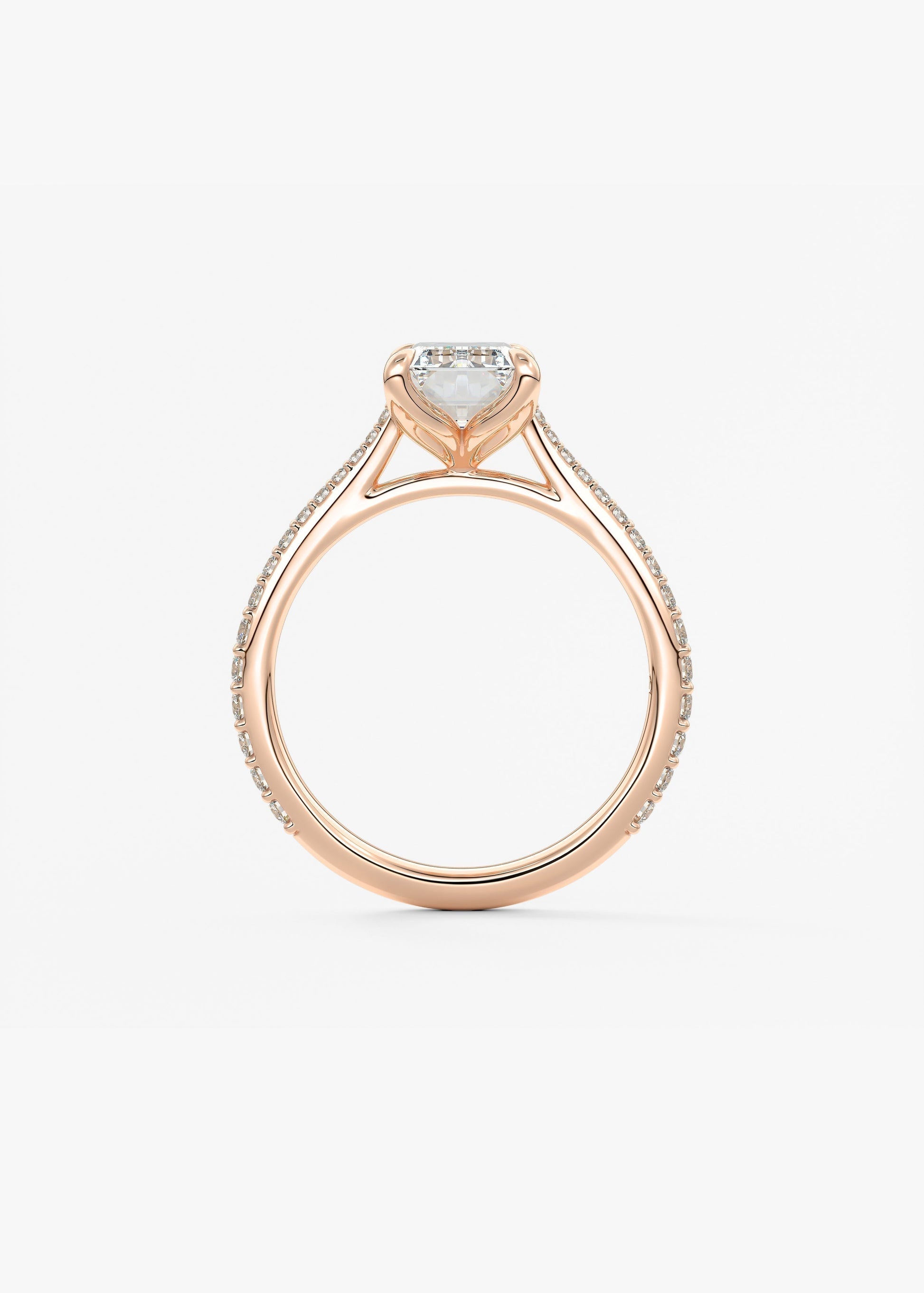 Emerald Pave Cathedral Lab Grown Diamond Engagement Ring