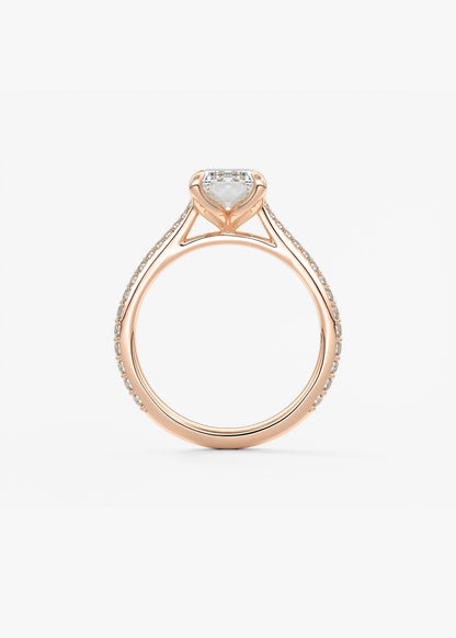 Emerald Pave Cathedral Lab Grown Diamond Engagement Ring