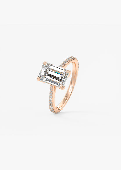 Emerald Pave Cathedral Lab Grown Diamond Engagement Ring