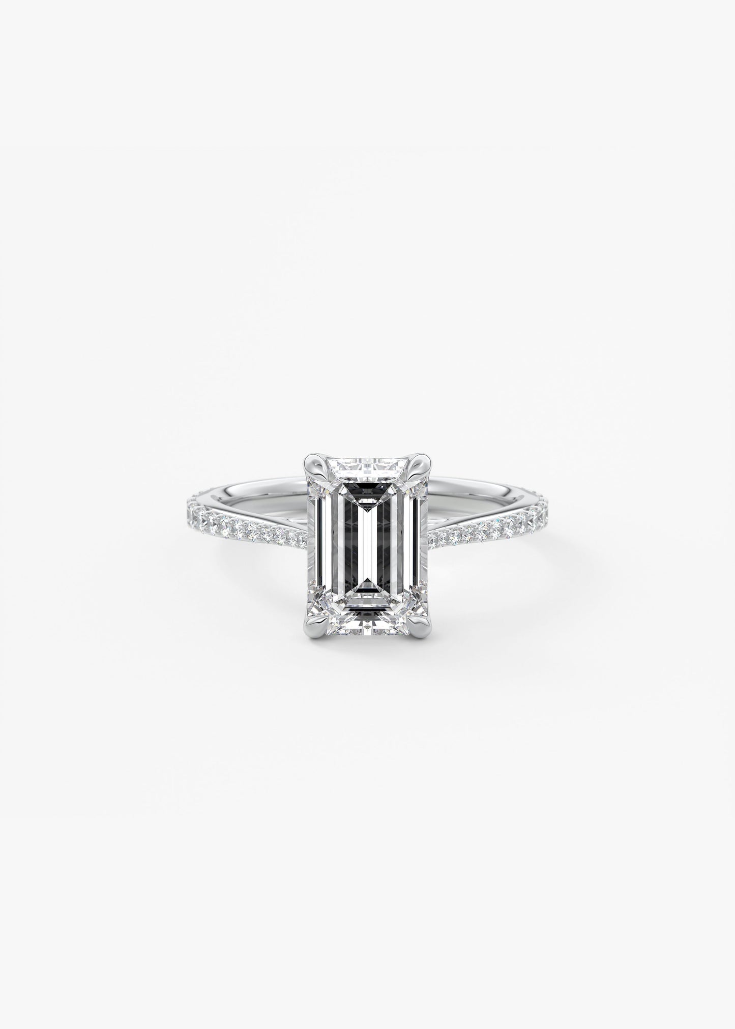 Emerald Pave Cathedral Lab Grown Diamond Engagement Ring