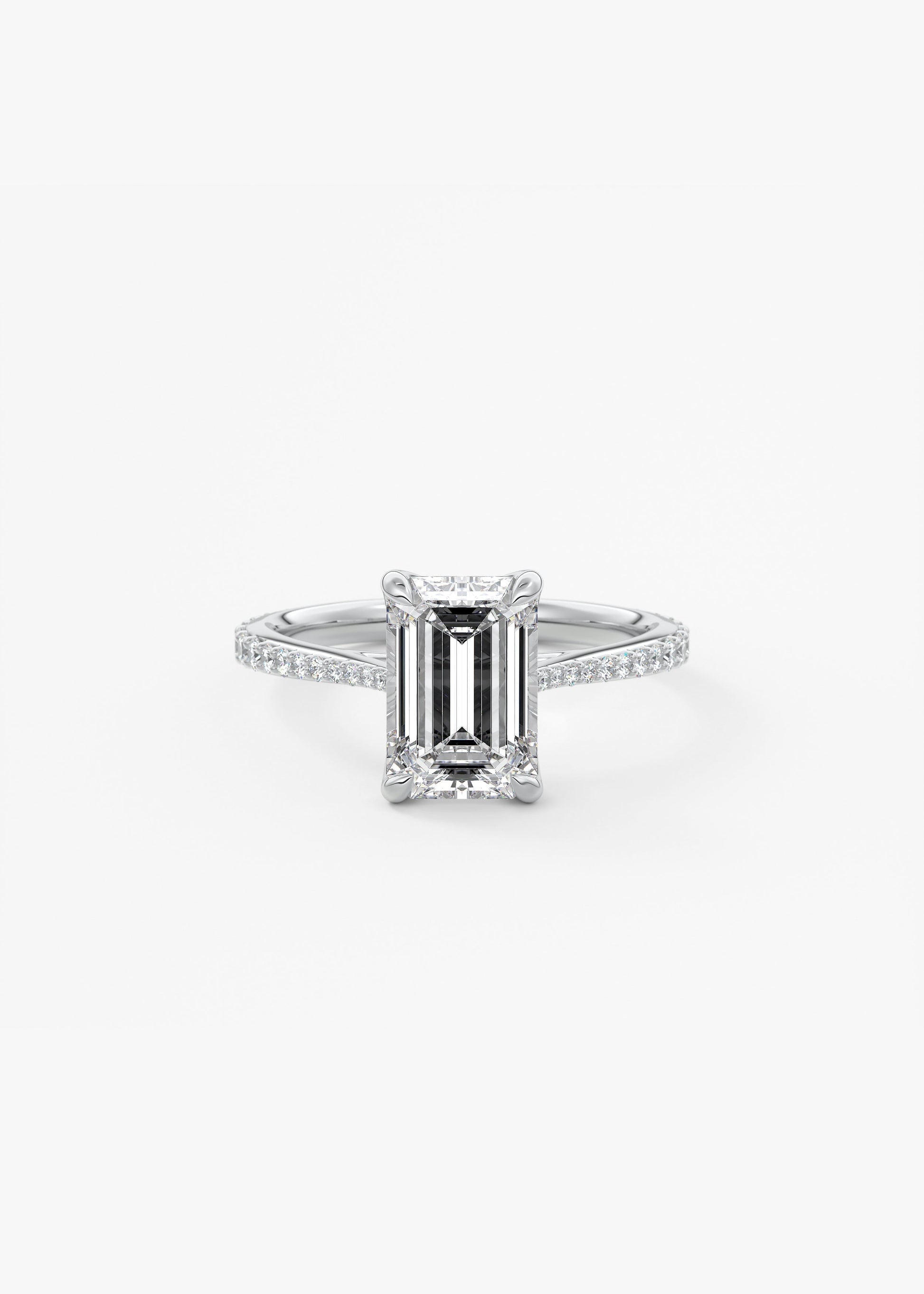 Emerald Pave Cathedral Lab Grown Diamond Engagement Ring