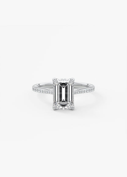 Emerald Pave Cathedral Lab Grown Diamond Engagement Ring