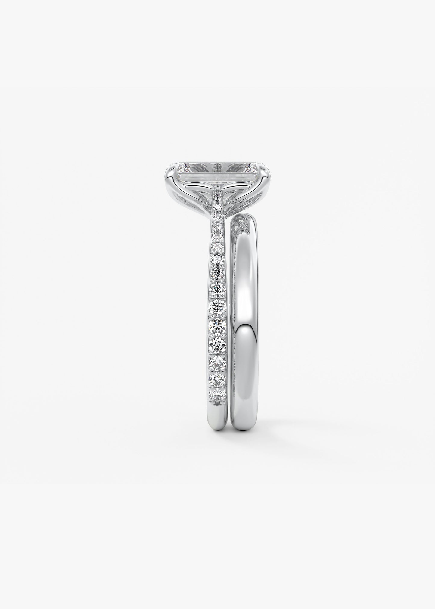 Emerald Pave Cathedral Lab Grown Diamond Engagement Ring