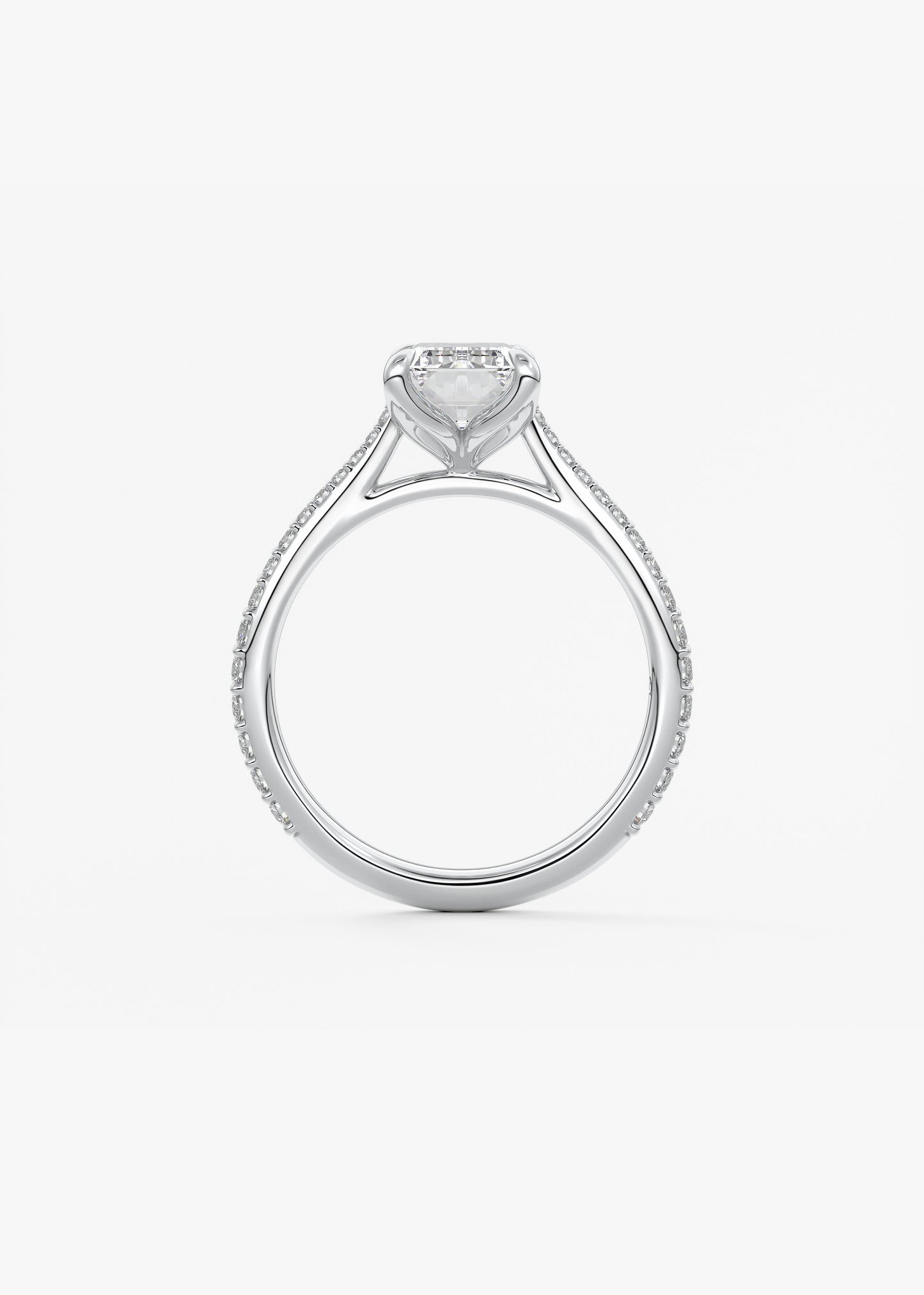 Emerald Pave Cathedral Lab Grown Diamond Engagement Ring