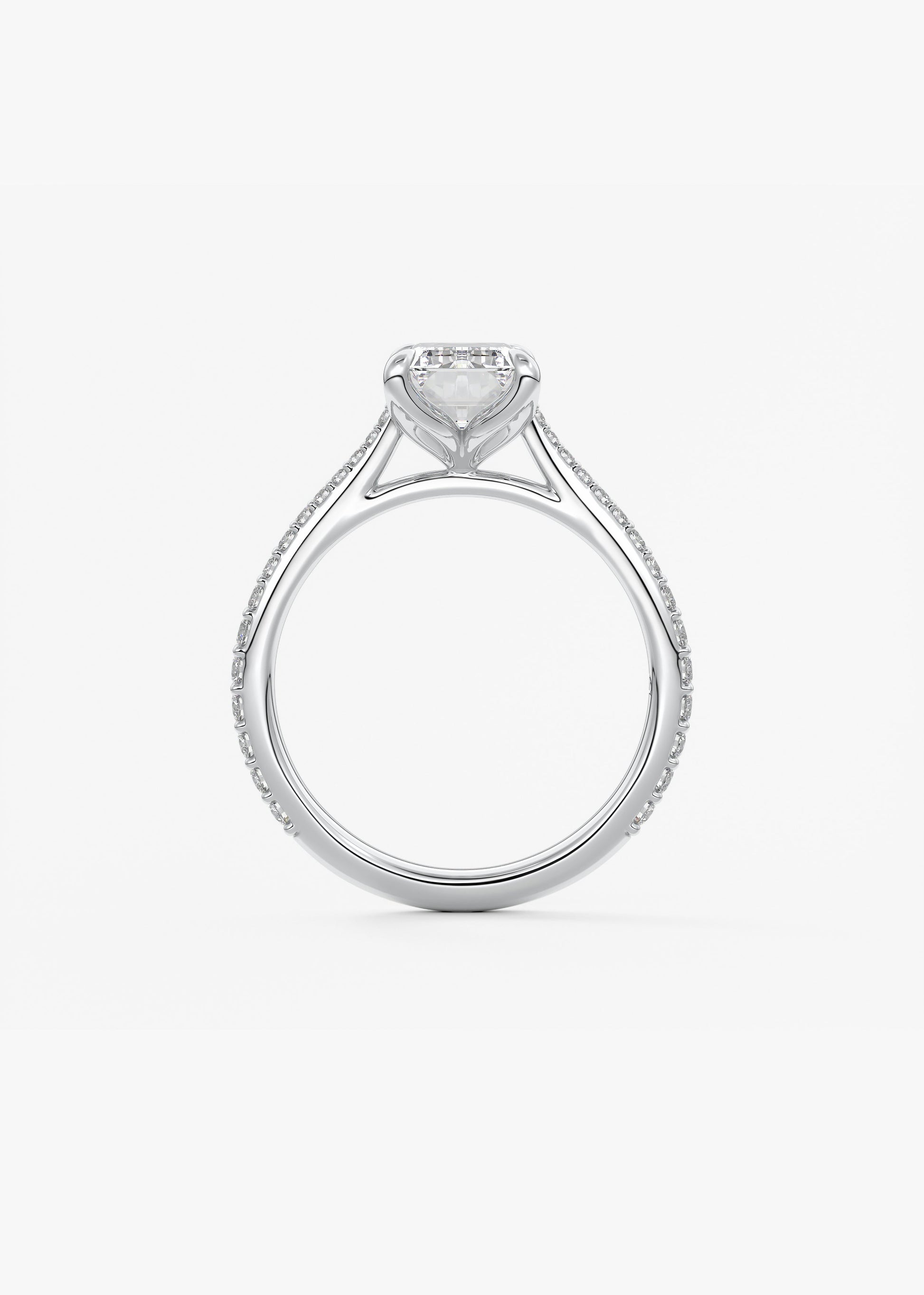 Emerald Pave Cathedral Lab Grown Diamond Engagement Ring