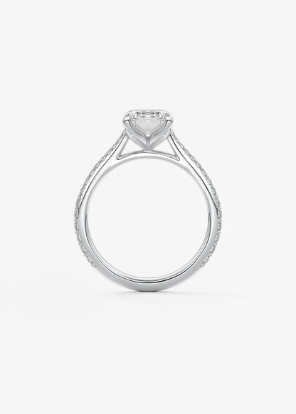 Emerald Pave Cathedral Lab Grown Diamond Engagement Ring
