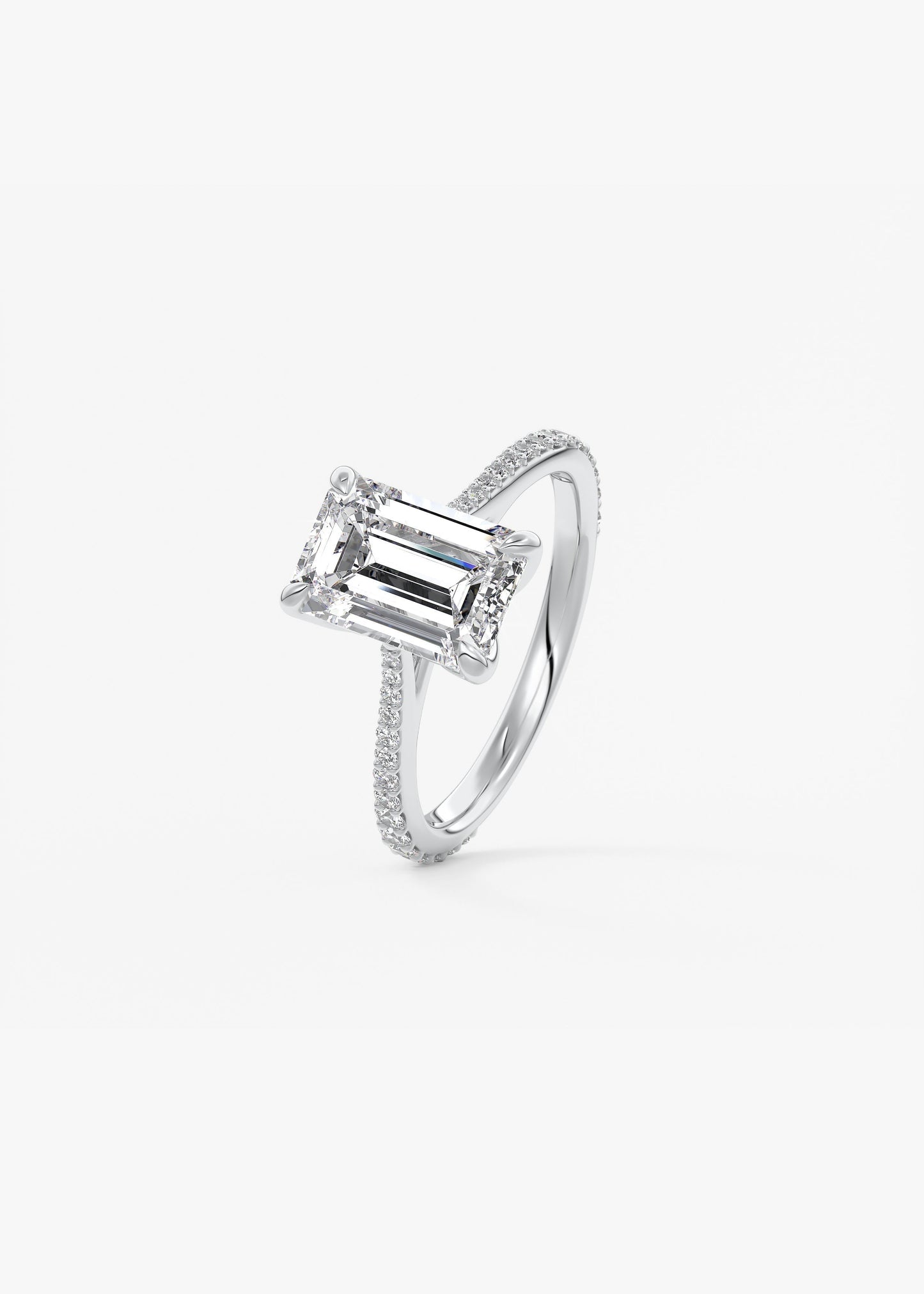 Emerald Pave Cathedral Lab Grown Diamond Engagement Ring