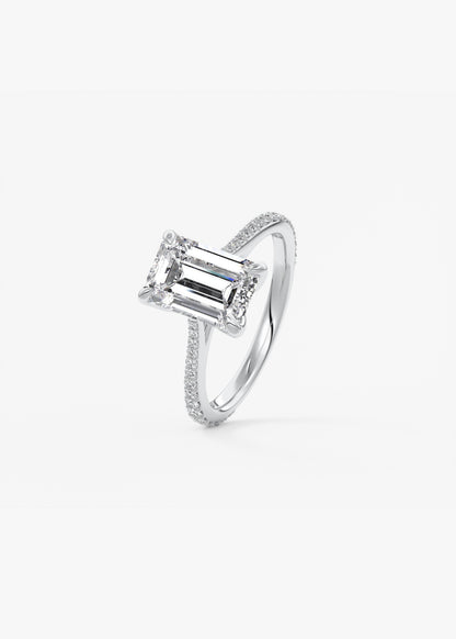 Emerald Pave Cathedral Lab Grown Diamond Engagement Ring