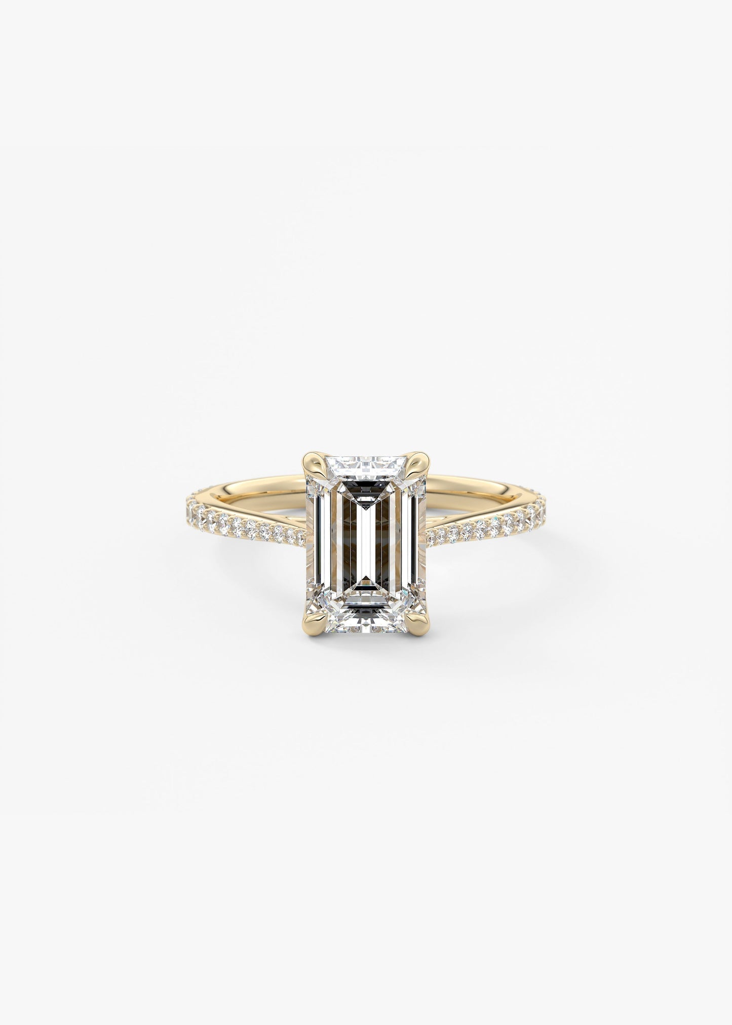 Emerald Pave Cathedral Lab Grown Diamond Engagement Ring