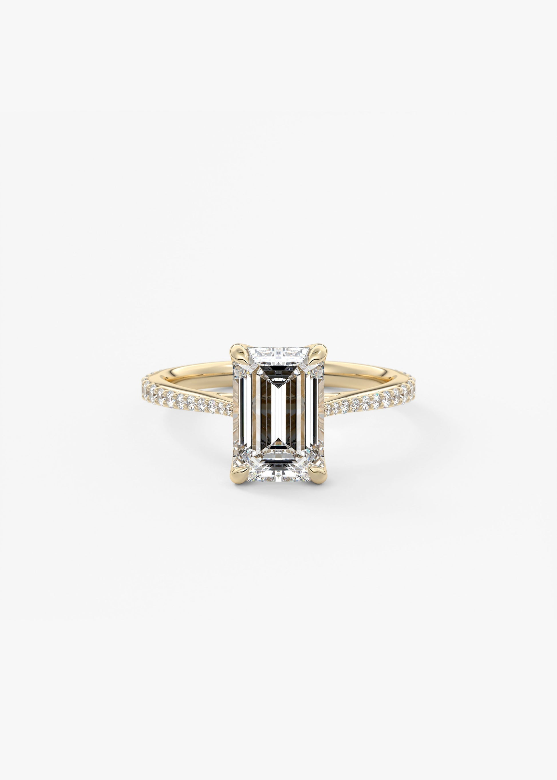 Emerald Pave Cathedral Lab Grown Diamond Engagement Ring