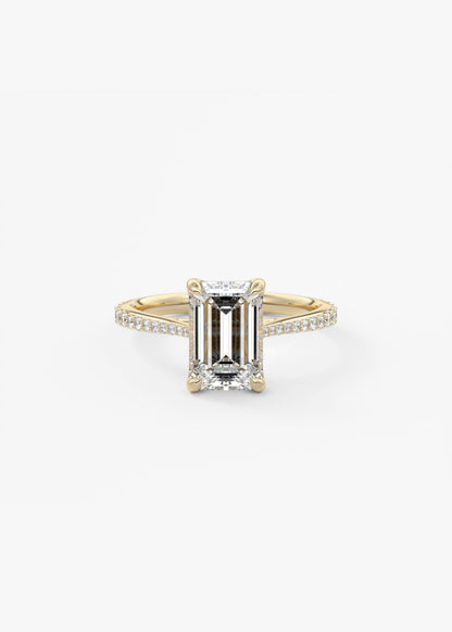 Emerald Pave Cathedral Lab Grown Diamond Engagement Ring