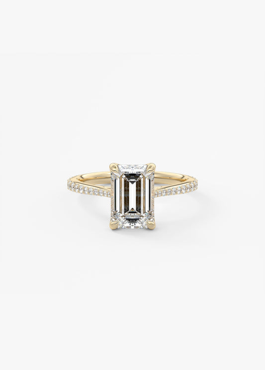 Emerald Pave Cathedral Lab Grown Diamond Engagement Ring