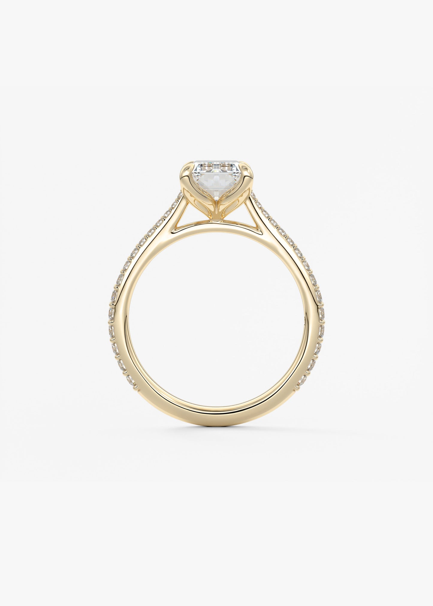 Emerald Pave Cathedral Lab Grown Diamond Engagement Ring