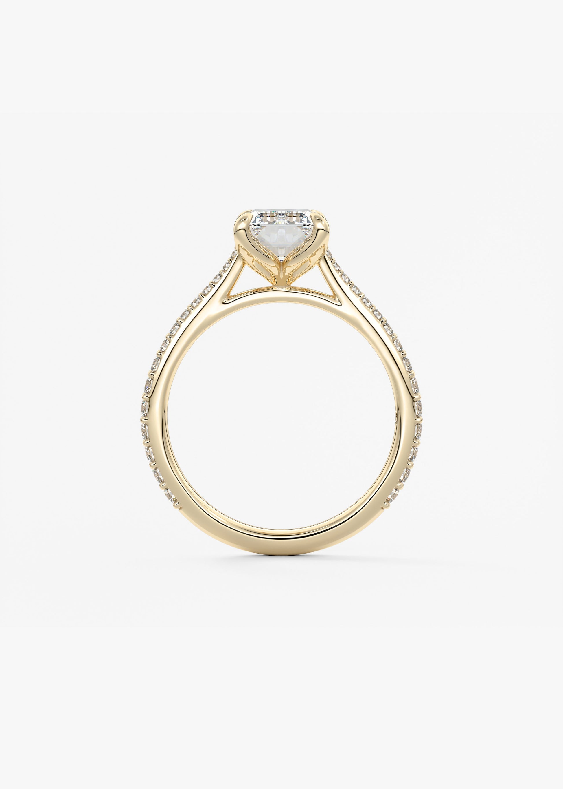 Emerald Pave Cathedral Lab Grown Diamond Engagement Ring