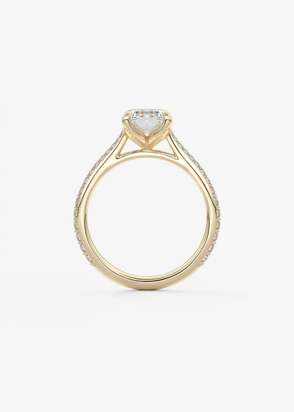 Emerald Pave Cathedral Lab Grown Diamond Engagement Ring