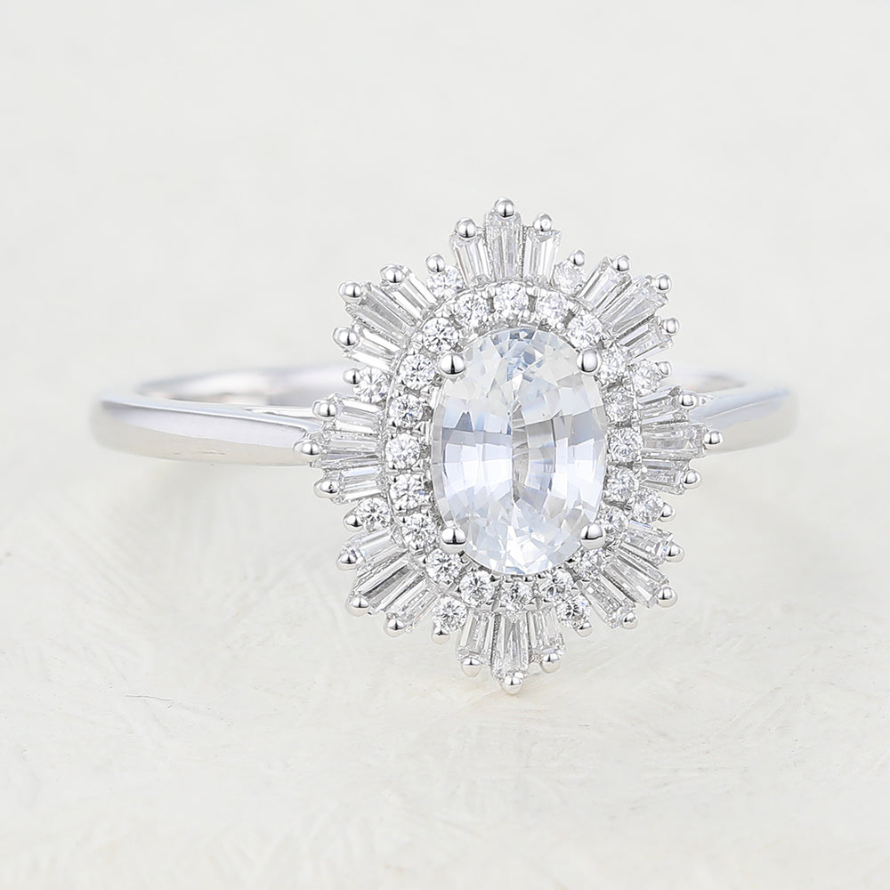 Oval Cluster Lab-Grown Diamond Engagement Ring