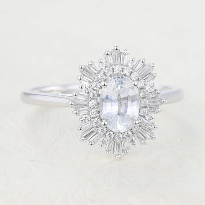 Oval Cluster Lab-Grown Diamond Engagement Ring