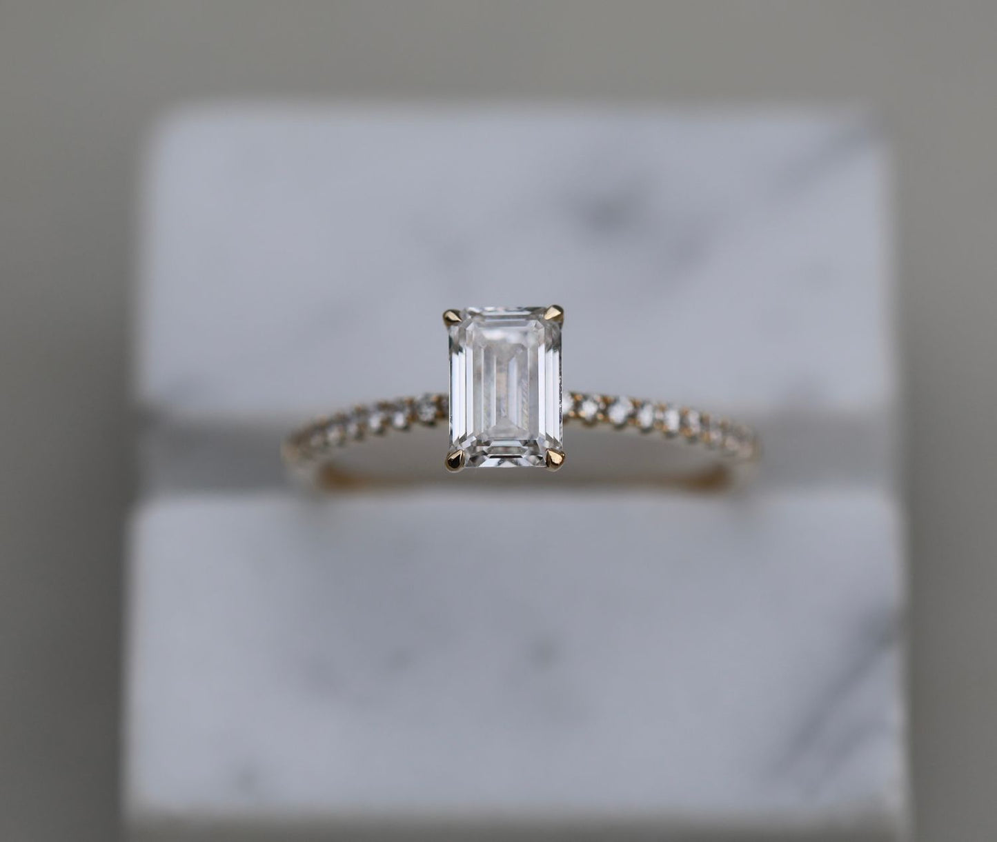 Emerald Cut Pave Lab Grown Diamond Engagement Ring