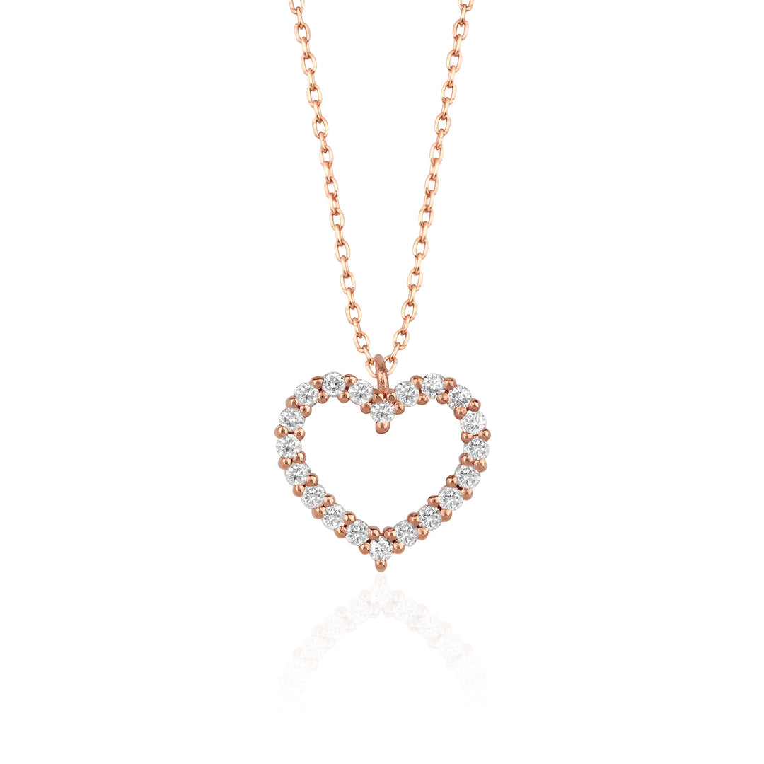0.3 TCW Round Shape Moissanite Heart Style Necklace