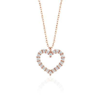 0.3 TCW Round Shape Moissanite Heart Style Necklace