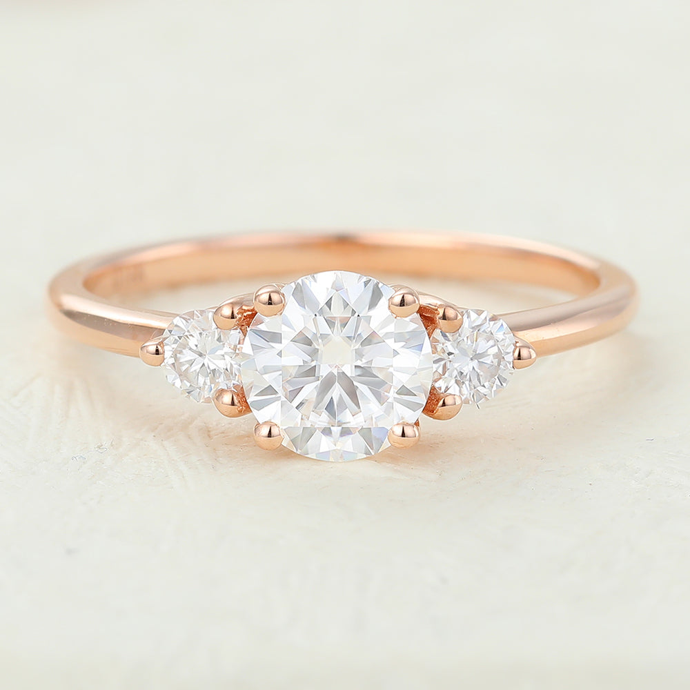 Round Three Stone Lab-Grown Diamond Engagement Ring