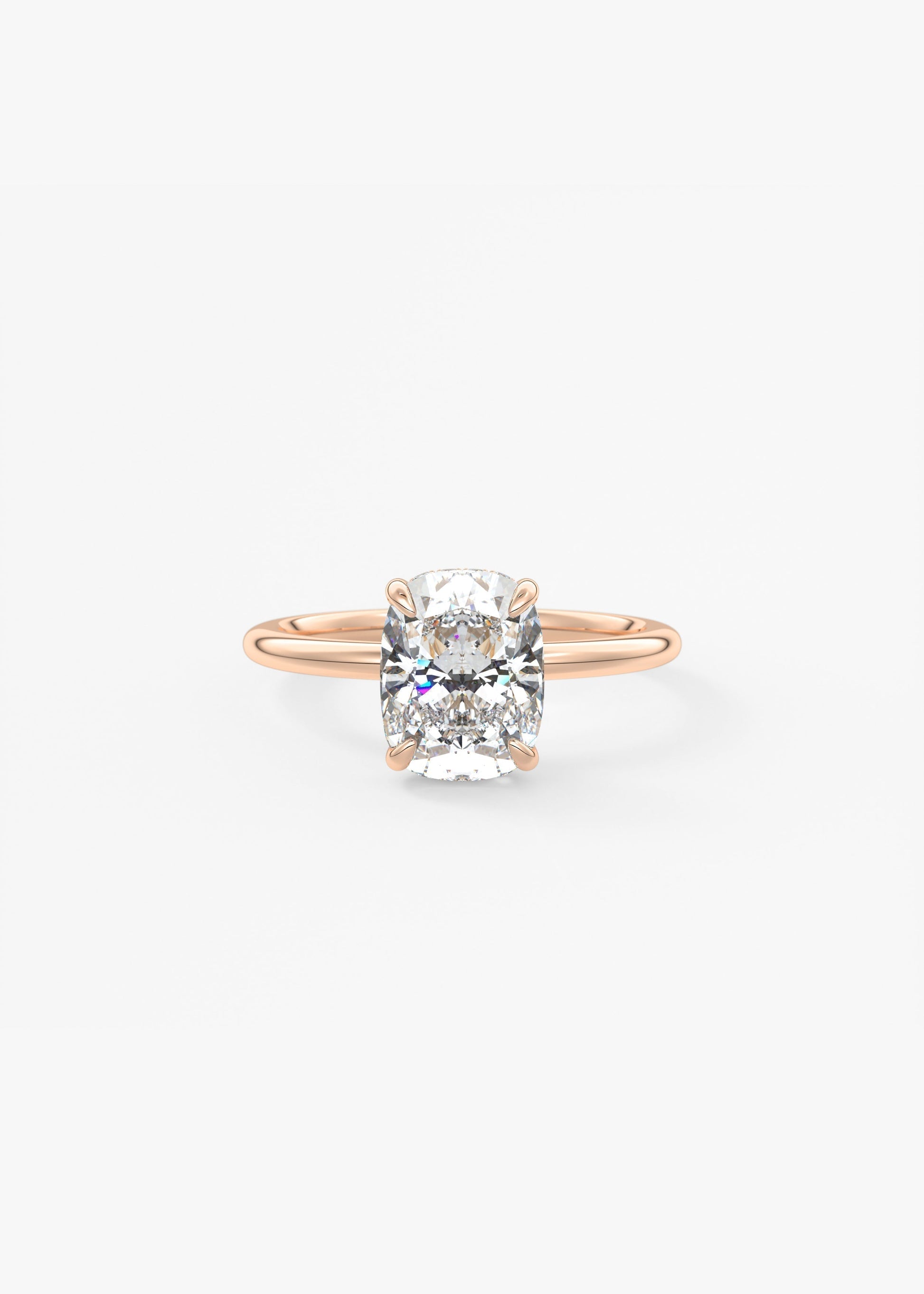 Elongated Cushion Hidden Halo Lab Grown Diamond Engagement Ring