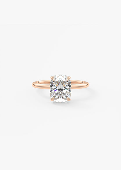Elongated Cushion Hidden Halo Lab Grown Diamond Engagement Ring