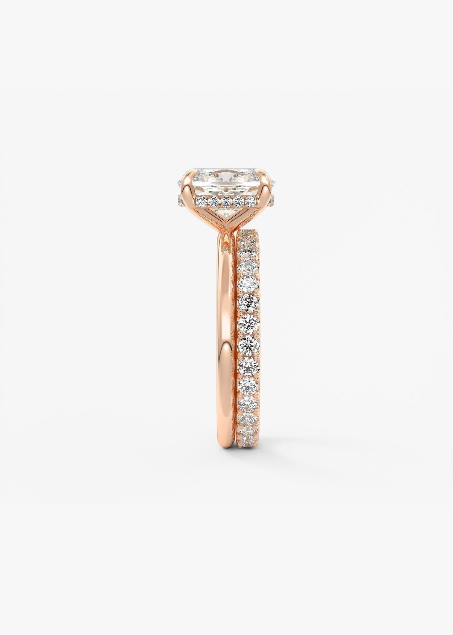 Elongated Cushion Hidden Halo Lab Grown Diamond Engagement Ring