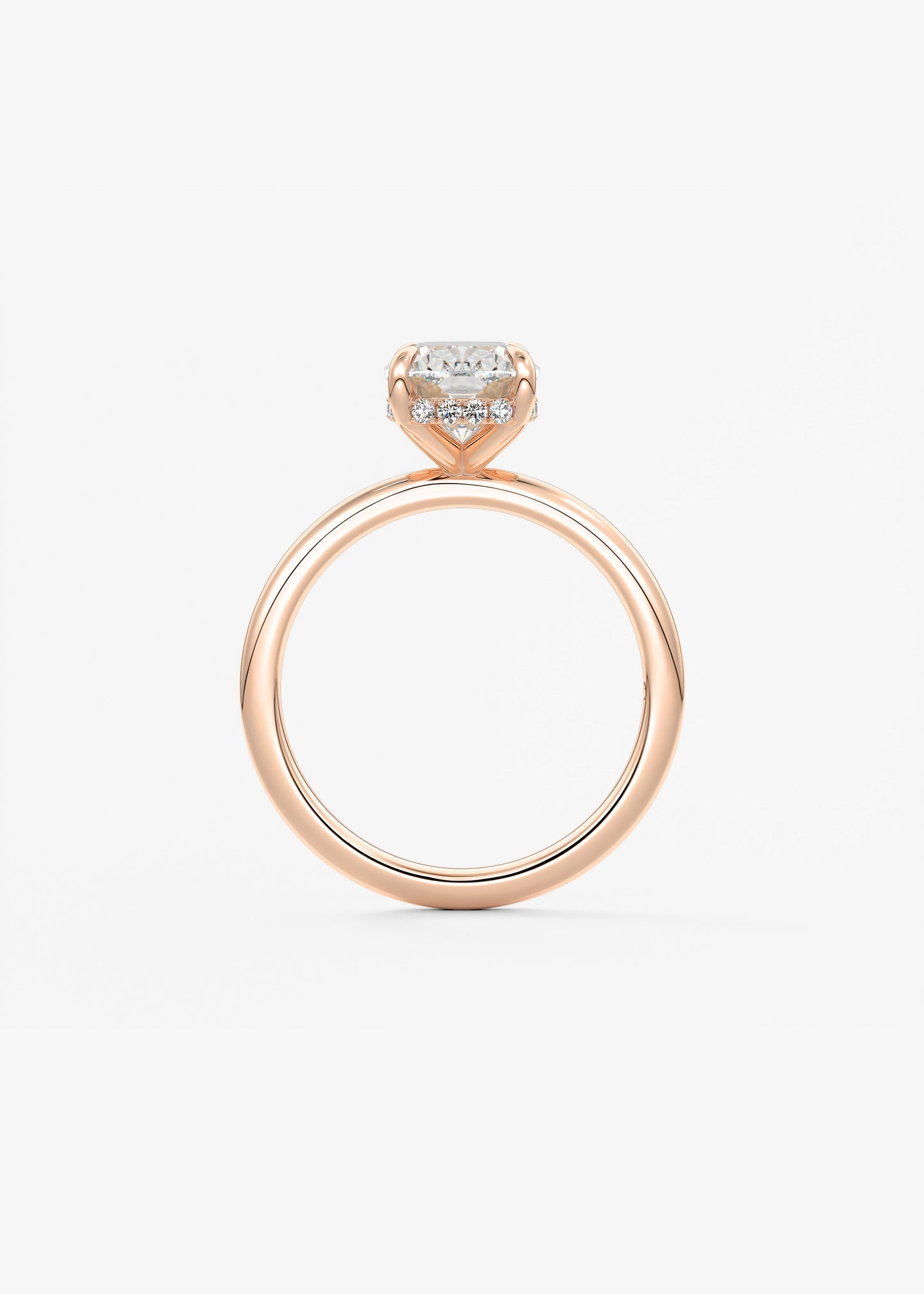 Elongated Cushion Hidden Halo Lab Grown Diamond Engagement Ring