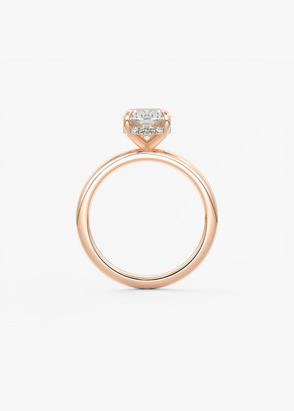 Elongated Cushion Hidden Halo Lab Grown Diamond Engagement Ring