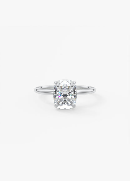 Elongated Cushion Hidden Halo Lab Grown Diamond Engagement Ring