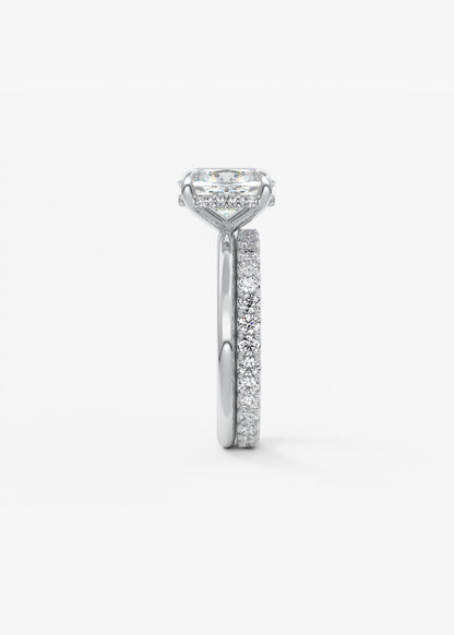Elongated Cushion Hidden Halo Lab Grown Diamond Engagement Ring