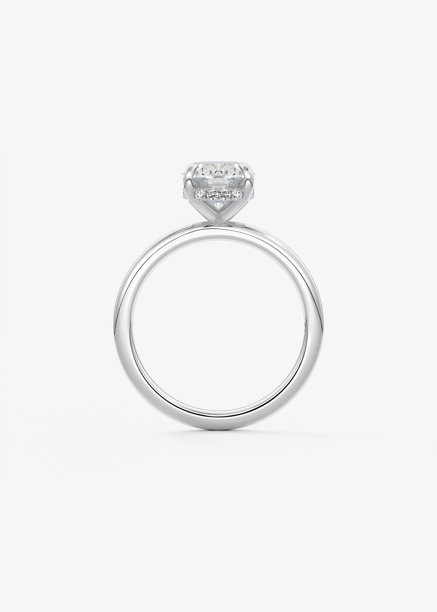 Elongated Cushion Hidden Halo Lab Grown Diamond Engagement Ring