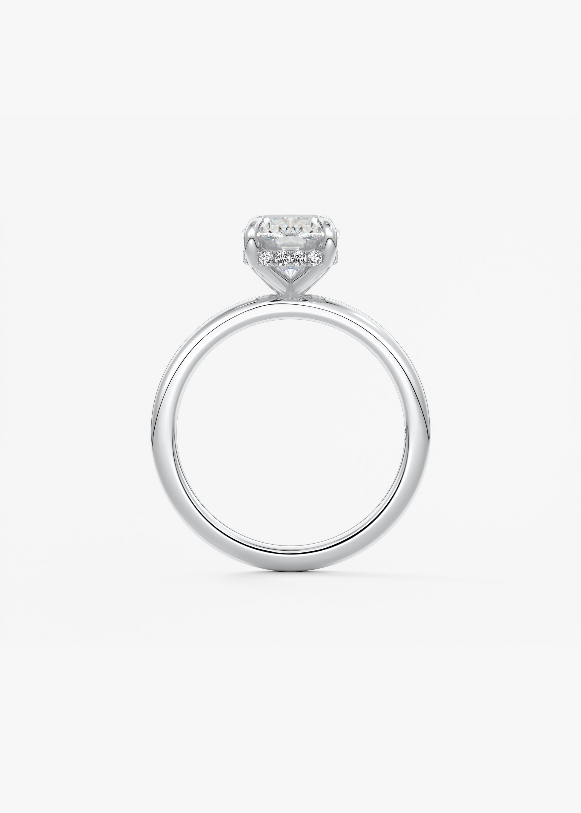 Elongated Cushion Hidden Halo Lab Grown Diamond Engagement Ring