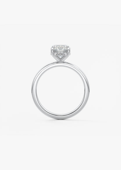 Elongated Cushion Hidden Halo Lab Grown Diamond Engagement Ring
