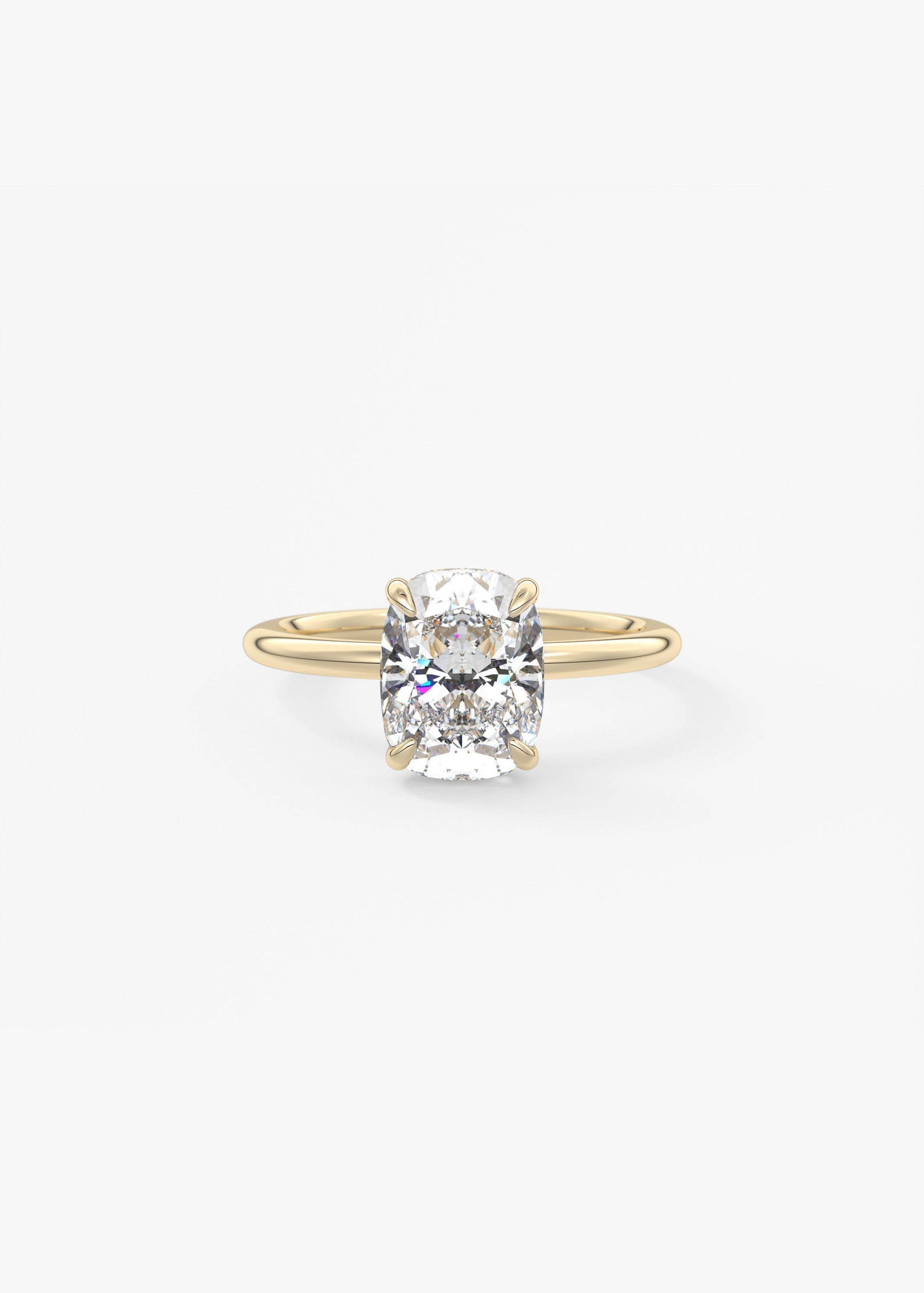 Elongated Cushion Hidden Halo Lab Grown Diamond Engagement Ring