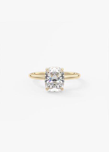 Elongated Cushion Hidden Halo Lab Grown Diamond Engagement Ring