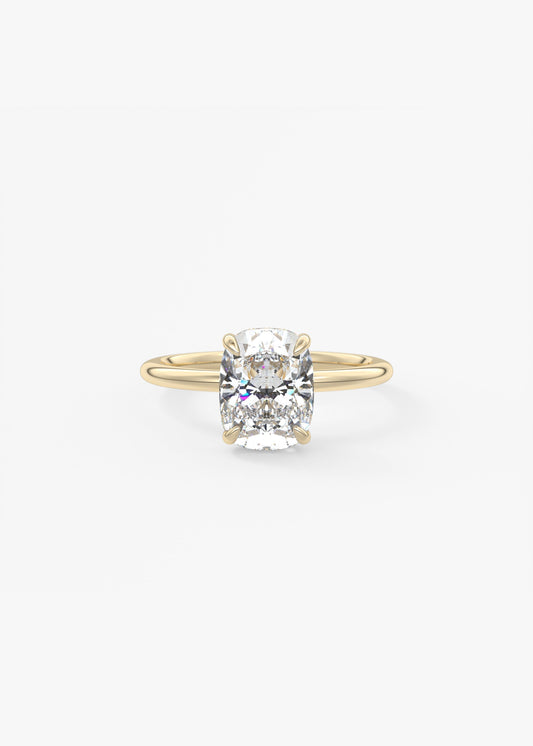 Elongated Cushion Hidden Halo Lab Grown Diamond Engagement Ring