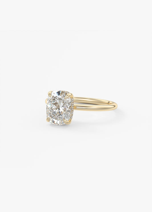 Elongated Cushion Hidden Halo Lab Grown Diamond Engagement Ring