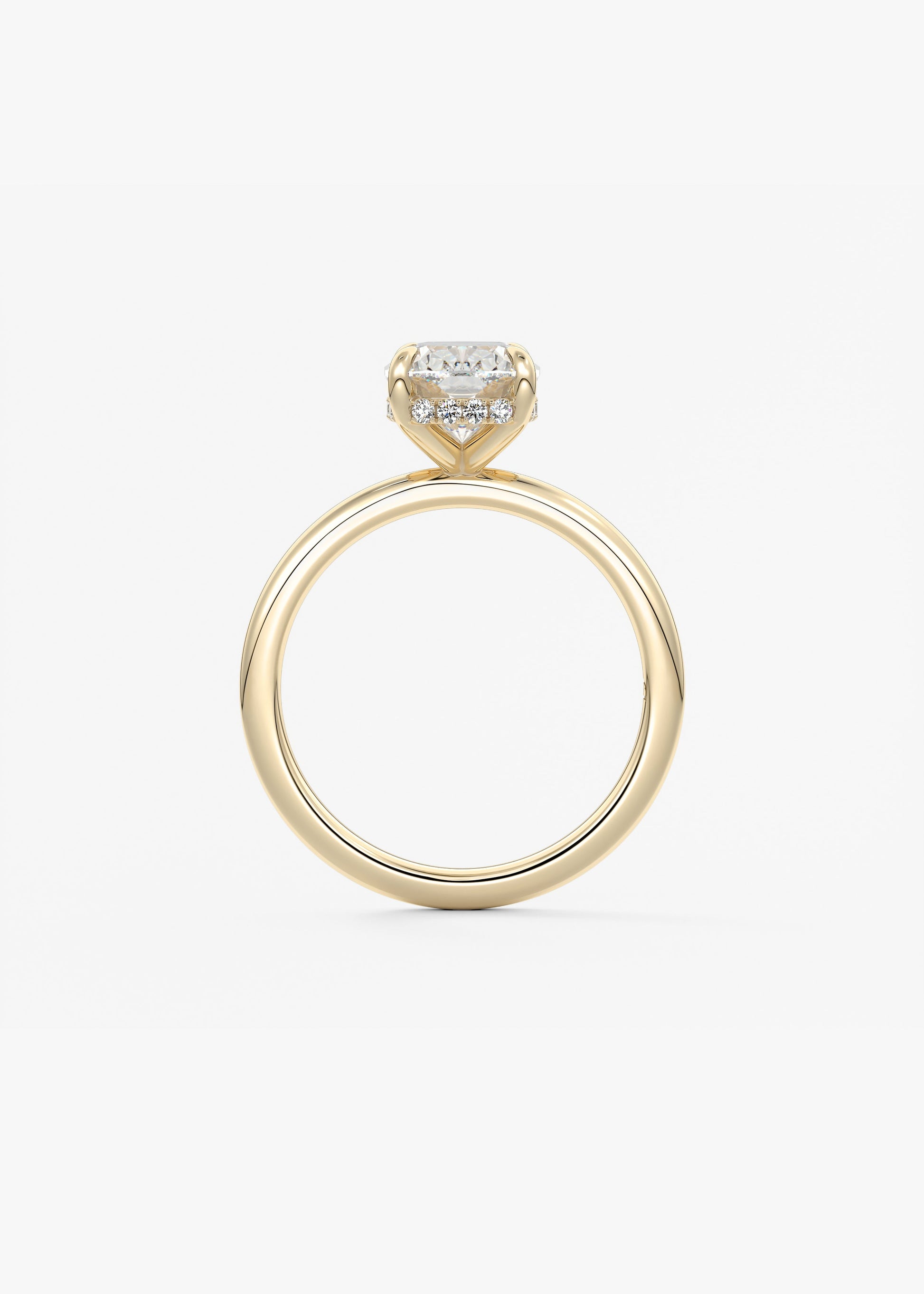 Elongated Cushion Hidden Halo Lab Grown Diamond Engagement Ring