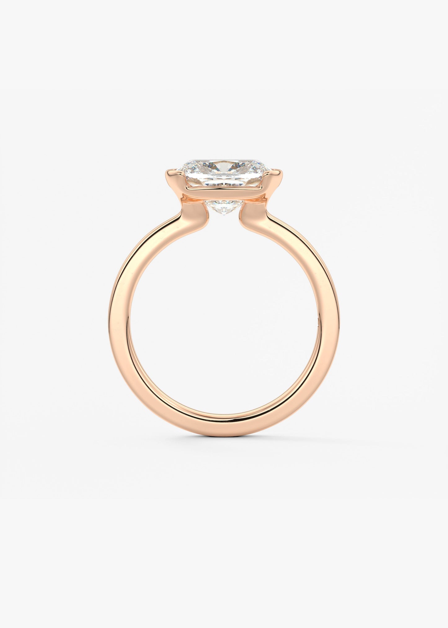 Elongated Cushion East West Half Bezel Lab Grown Diamond Engagement Ring