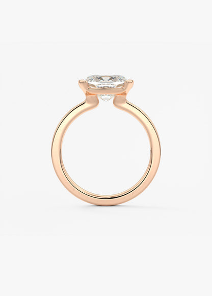 Elongated Cushion East West Half Bezel Lab Grown Diamond Engagement Ring