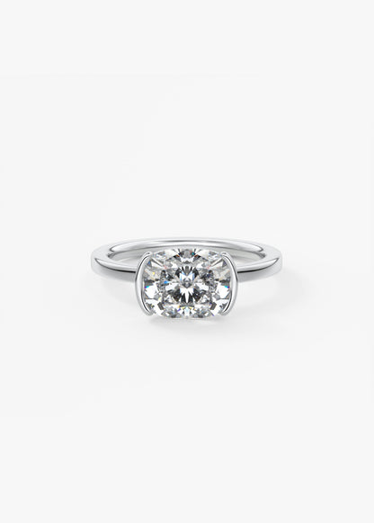 Elongated Cushion East West Half Bezel Lab Grown Diamond Engagement Ring