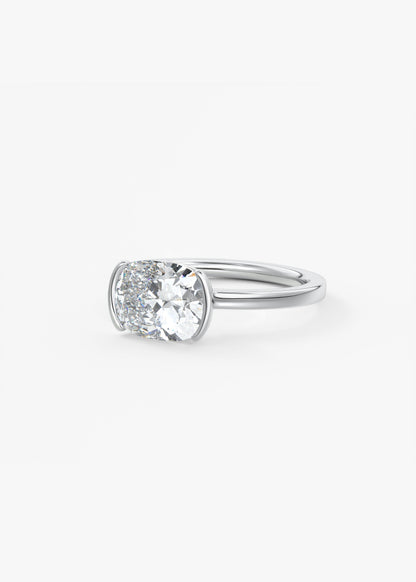 Elongated Cushion East West Half Bezel Lab Grown Diamond Engagement Ring