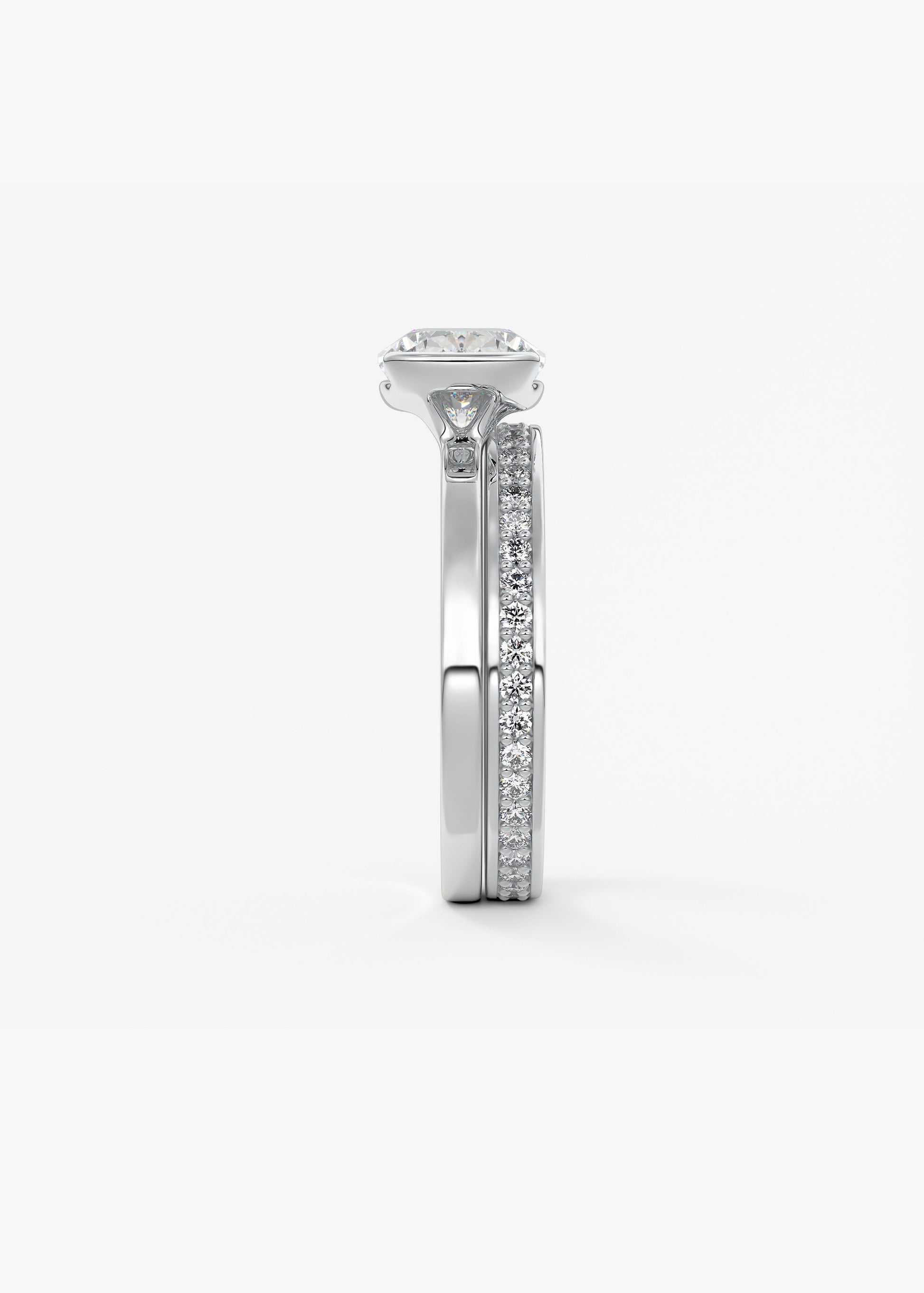 Elongated Cushion East West Half Bezel Lab Grown Diamond Engagement Ring