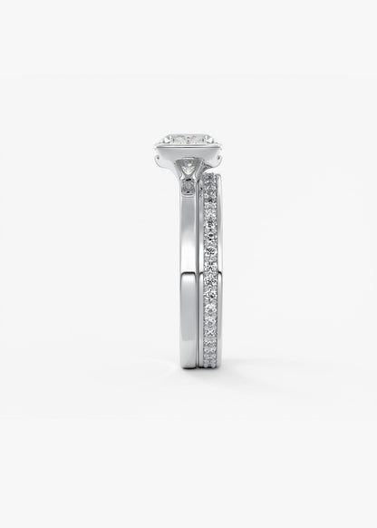Elongated Cushion East West Half Bezel Lab Grown Diamond Engagement Ring